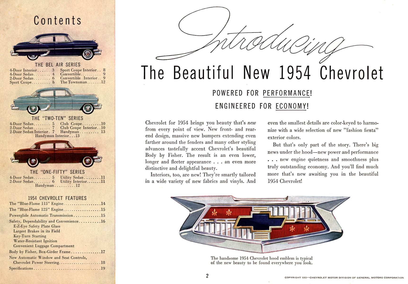 1954 Chevrolet Brochure Page 2